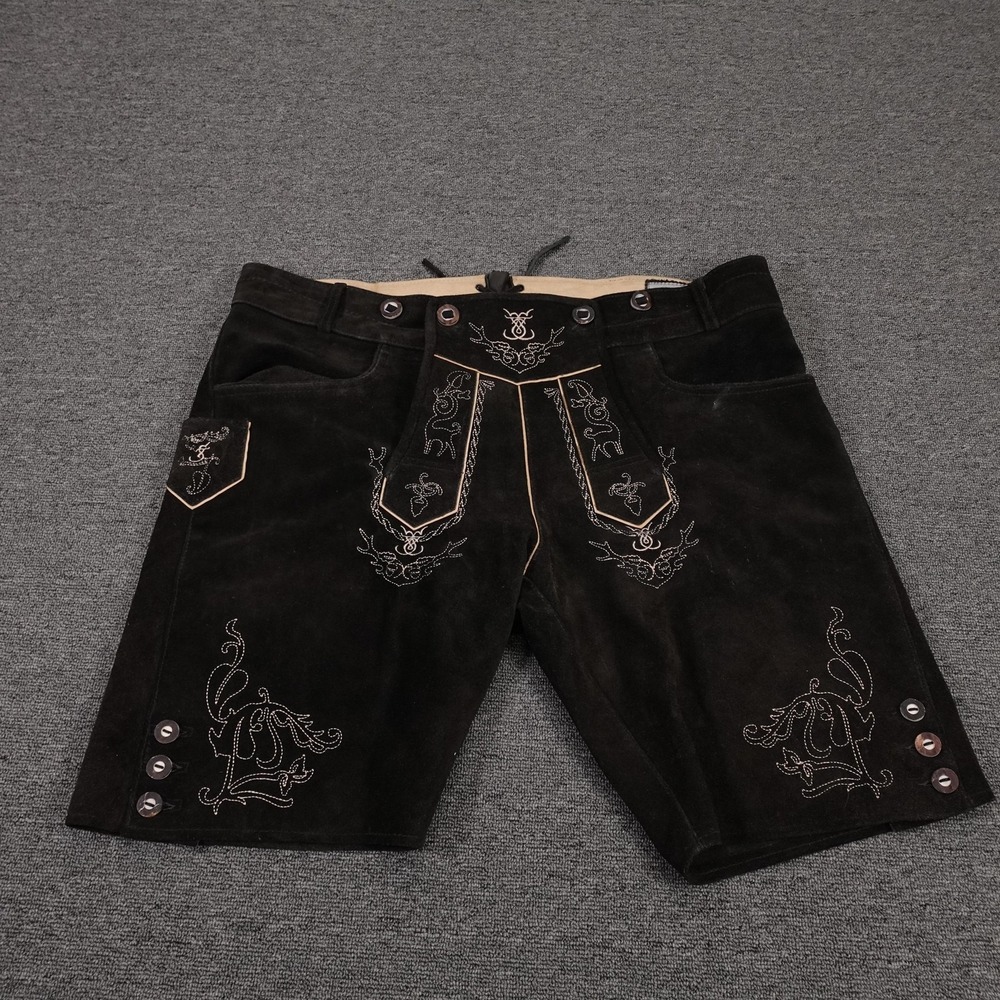 Schöneberger Trachten Couture Shorts Mens 42 Brown Leather Lederhosen 11 Inseam